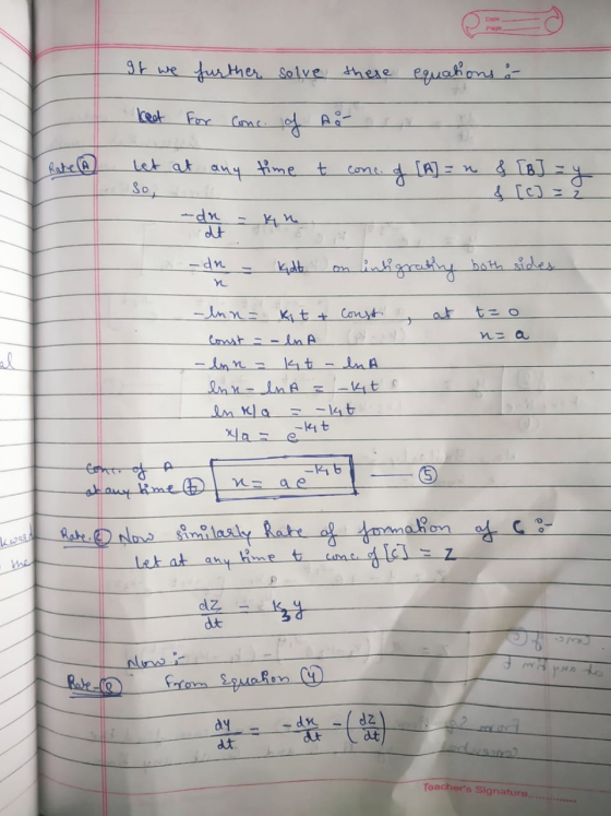 It we further solve these equations : keat keat for For Conc. of Conca As. A- let at any time t conc. of [A] = n & [B] = y Ra