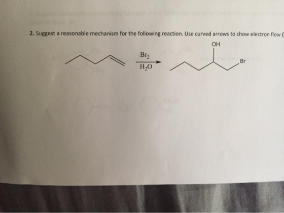 2. Suggest a reasonable mechanism for the following reaction. Use curved arrows to show electron flow ( ОН Br2 HO