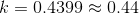 k = 0.4399 \approx 0.44