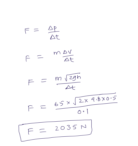 F = AR At mov F = At F mrzgh - at 2x 9,880:5 65 x F = ool 2035 N F =