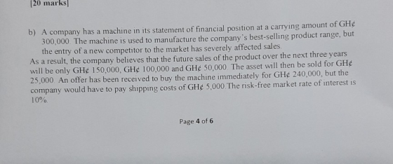 120 marks b) A company has a machine in its statement of financial position at a carrying amount of GH¢ 300,000. The machine