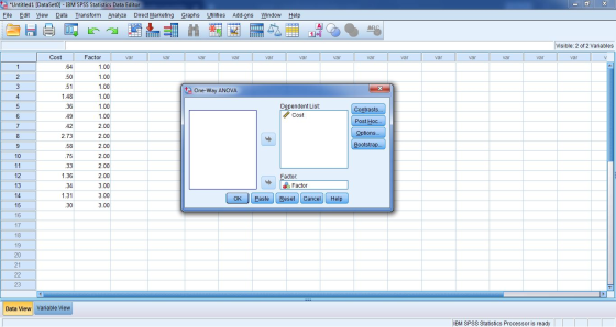 X *Untitled1 [DataSeto] - IBM SPSS Statistics Data Editor File Edit View Data Transform Analyze Direct Marketing Graphs Utili