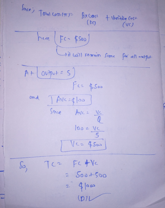 Since; Total Contiter Pix Geast + llantable Cast (Ve) here (Fca 4500) it will remain some for all outpot At (output = s) Tea