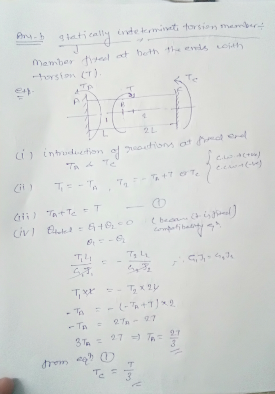 Ary-b statically statica indeterminate torsien member s at both the ends with member tired torsion (T). Fat TL 2L - introduct