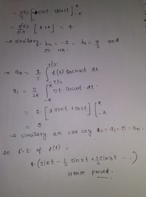 * 2x2 Fosint ttcast teost] 082 ZA stomilary, ba=-2, -2 ba = 9 ধু and 3 SO an R T 112 f(t) Cosnwt at -T/2 at. Cosut. dt. 91 =
