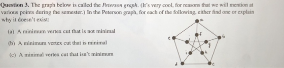 Question 3. The graph below is called the Peterson graph. (Its very cool, for reasons that we will mention at various points