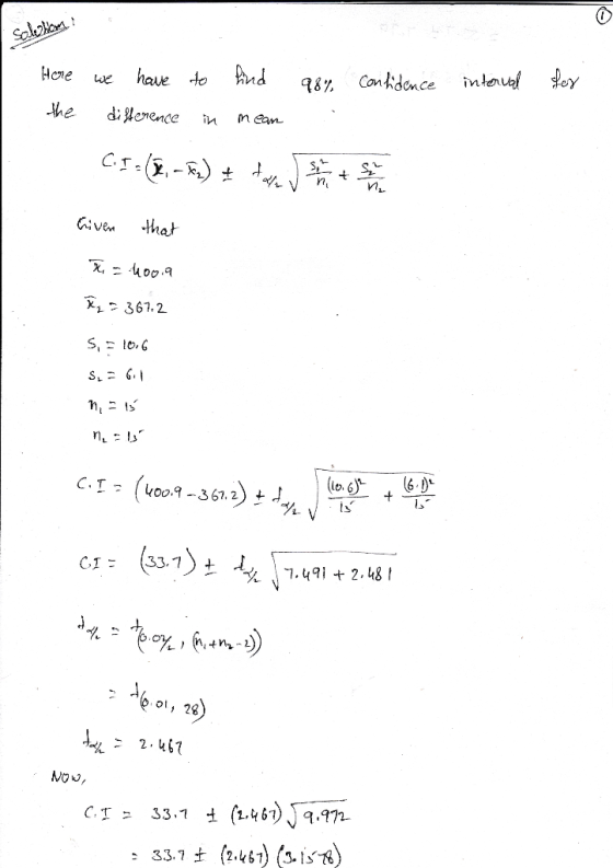 Saleolico intervall for Here we have to find 98% confidence the difference in mean CI=(4,-) + telah menerima Given that X = 4