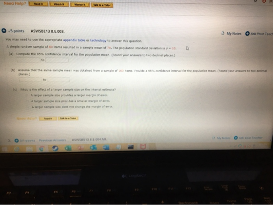 U Need Help? Band W hite Master in Talk to a Tutor -5 points ASWSBE13 8.1.003. My Notes Ask Your Teach You may need to use th