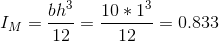 I_M=\frac{bh^3}{12}=\frac{10*1^3}{12}=0.833