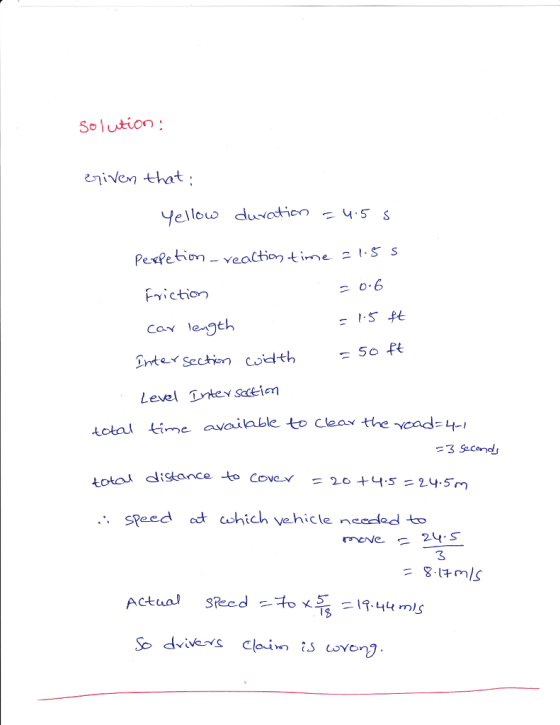 Solution eniventhat 5o Ft Ente Section cidth otal time available to cleav the vcad- ota .. sPeed t chich vehicle needod to 3 19