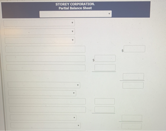 STOREY CORPORATION. Partial Balance Sheet