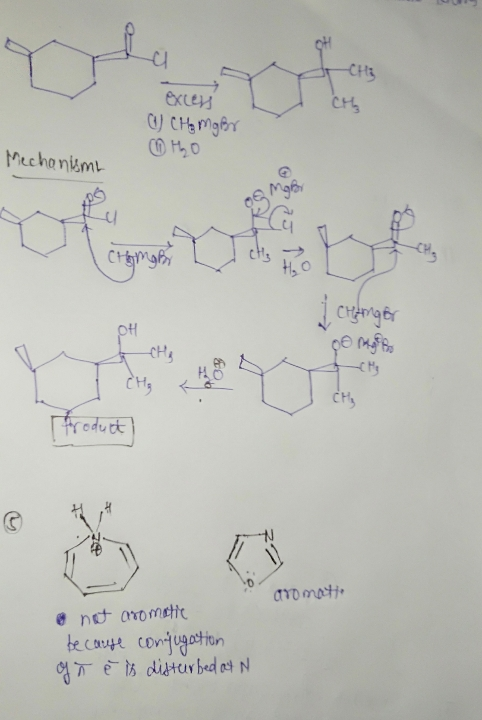 -CH3 Cho exces U CHemgor ② Ho Mechanism 196 co crymas CH₂ → H₂O I cringer OH go my CH CH₂ reduct CH 10 matto o not aromatic b