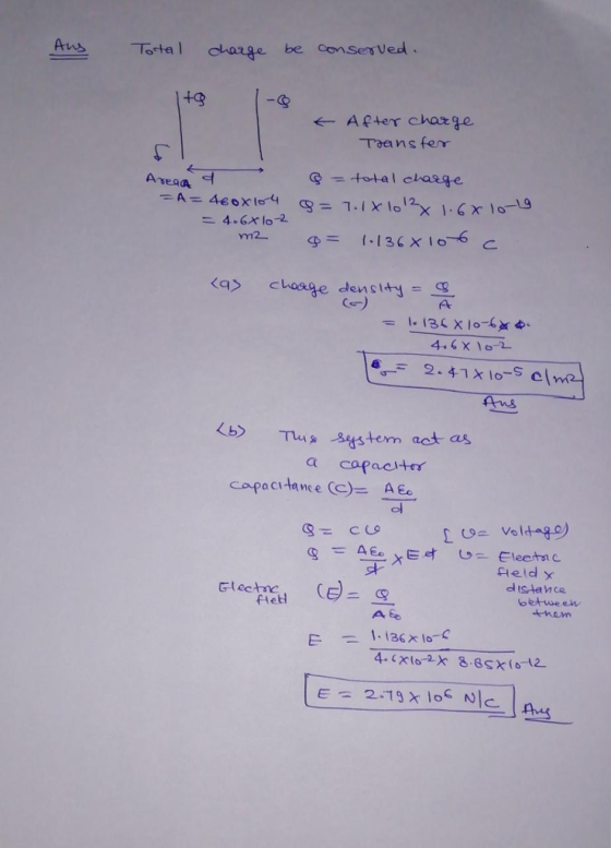 Total charge be oon sesVed +g ← After charge Taans fer 4.6x10-2 <a» change den slhd (A 4.6× 10-2 act as b) Tu、s-system CuS capacita ye e (C는 АЕе dl tstance between fle 4 S