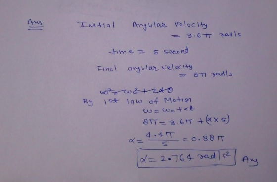 ta Anjular Velocity time乙s second Final a lar Velectty 2 fw