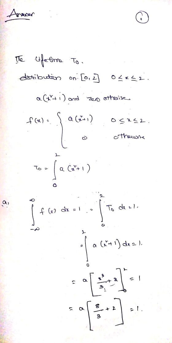 Anawen е ебто то. edistribution on [o, z ] 0<x<2. a lati) and zero otherise f(x) = { a (x1) Osasa B othawise la Carti) O; I f