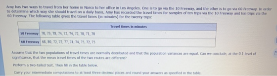 Amy has two ways to travel from her home in Norco to her office in Los Angeles. One is to go via the 10 Freeway, and the othe