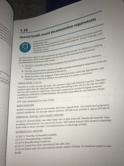 1.18 ely. D al health record documentation requirements ge otst and reflects the patients progress clinical findings, and dis