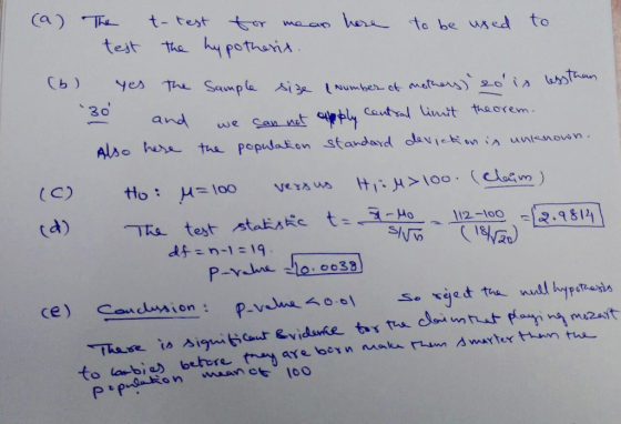 test the hypothuia 오o.ia ustun haorem- Also w the popusation standard avetni unsnown. df= n-1 = 19