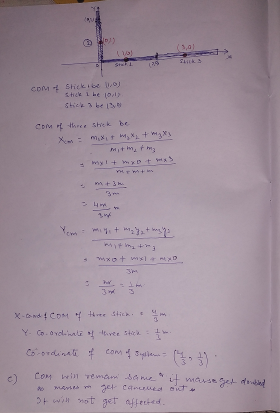 © 20, (3,0) of stick 1. 200 Stick 3 com of stickibe (10) Stick 2 be (0,1). stick 3 be (30) com of three stick be Xcm = mixit