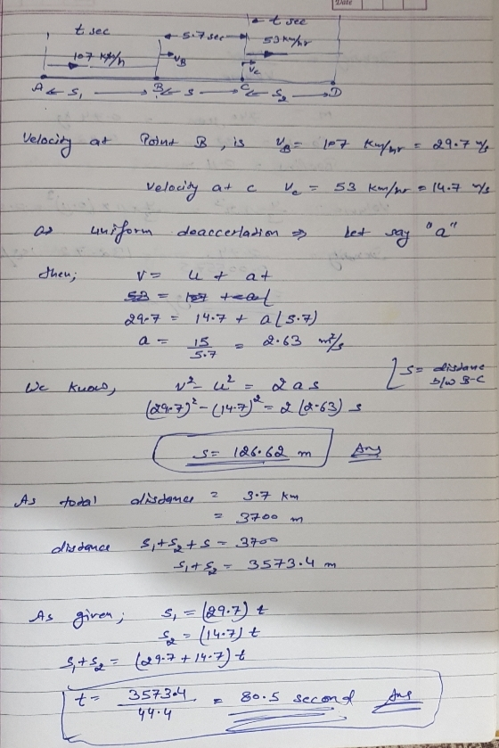 t sec & 5.7 sec म्ग्च्ट 50 kuna Ass, BL s s . D Velocity at Point B is u 187 kupr 29.7 % Velocity at c u = 53 km/u 14.7 % a