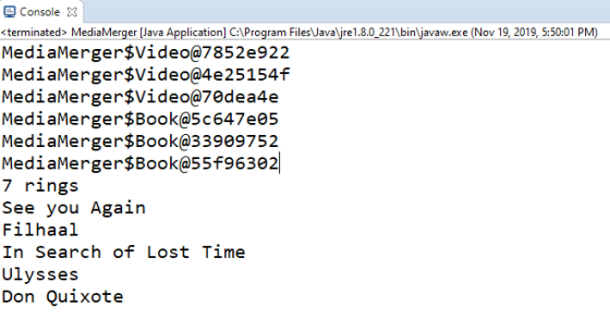 Console X <terminated> MediaMerger (Java Application] C:\Program Files Vava\jre 1.8.0_221\bin\javaw.exe (Nov 19, 2019, 5:50:0