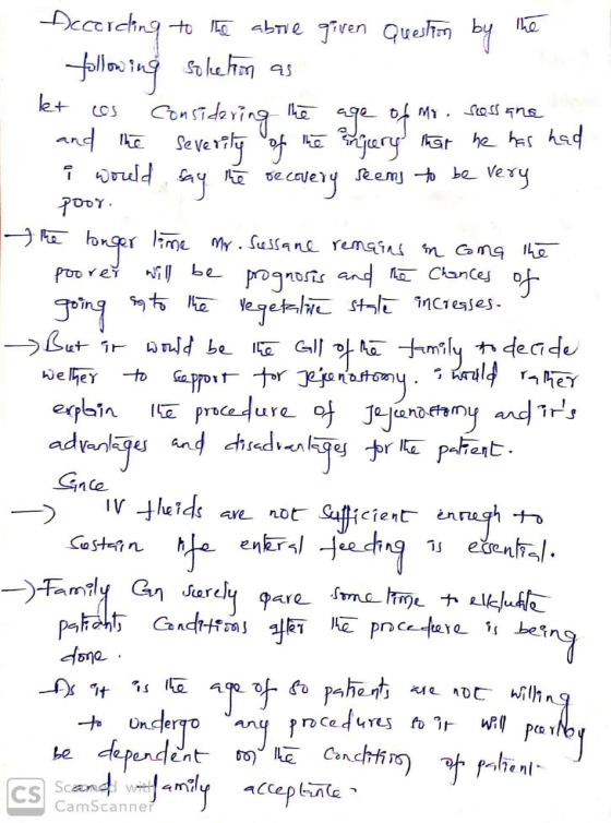 According to the above giren question by the following solution as let cas considering the age of mr. sessane and the severit