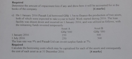 Required Determine the amount of impairment loss if any and show how it will be accounted for in the books of the company. 16