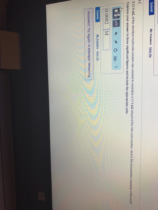 If 23.9 mL of the strontium hydroxide solution was