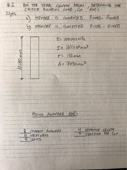 22pls fo< THE STEFL couma bilow, DETERMINE THE CRITICAL Buckling LOAD , Gr FOR: G) MEMBEL_B CONNECTED PINED - ANNEN b) MEM DE