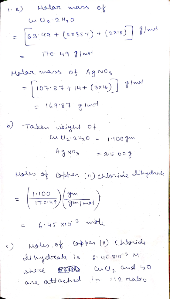 Holar 1a) mans ok /mot 63.49 (2x3ss) (2x18 Molar wars of AaNO3 o t1 (3x16) 7/mot 169 8 /mst b Taban wsignt 0f 100 35 O0 o e