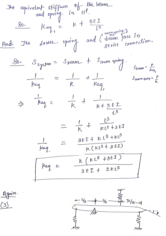 The equivalent stiffum of the beam and in uf spoing 8o. keq, k of BEI _3 upperspring] and ( beams. Jare in And. The Lower spr