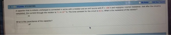 A capacitor that is initially uncharged is connect