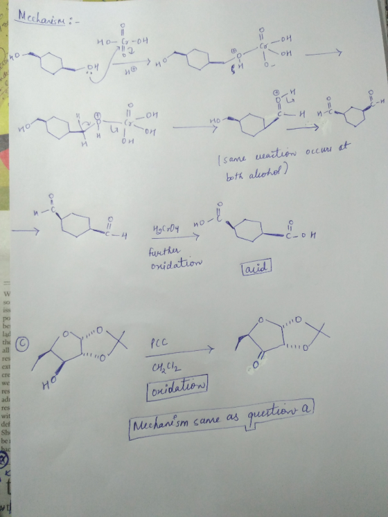 Mechanismo- HO-C-DH HO M OH occurs at Isame reaction both alcohol) Holly nore -C-oh Further oxidation lauid be PCC CH₂Cl₂ we