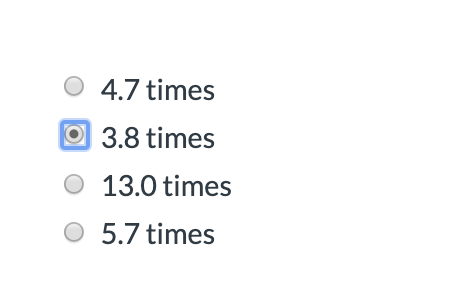 O 4.7 times O 3.8 times 0 13.0 times O 5.7 times