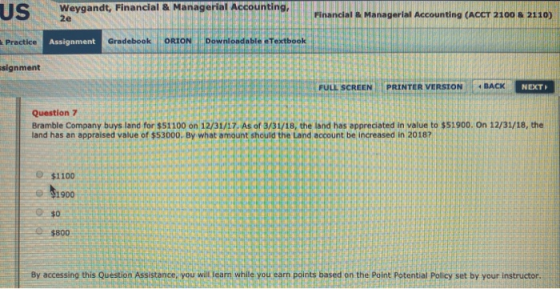 U2e US Weygandt, Financial & Managerial Account 2e Managerial Accounting (ACCT 2100 & 2110) Practice Assignment Gradebook ORI