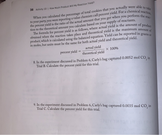 ere able to take mical reaction, 38 Activity 10 | How Much Product Will My Reaction Yield? e amount of product When you calcu