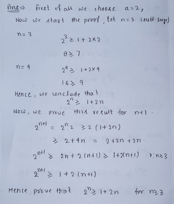 Ans fixat ufau we a 2 y chaose sh Now we tast the proot, let n-3 (utt larye) / 2 t 2X2 ey 7 4 241+2x 4 0 16 9 Hence, we concl