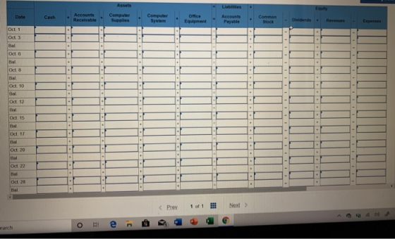Date Accounts Receivable Computer Supplies Computer System Om Equipment Accounts Payable Co Dividends . Ravenue s Oct 1 Oct.