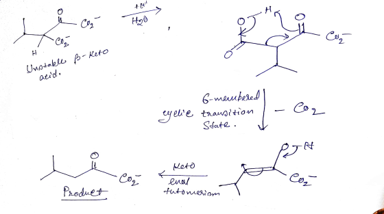 H . ß- Keto Unstable aeide your and com eyelie 6-membered transition State. Arcog con Keto enal enal con Product Co o futomer
