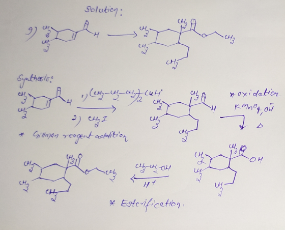 Solution: Synthesis e ,(0461cm culi 314 xoxidation Km no ou Gillman reagent addition 양번에 & Esterification,