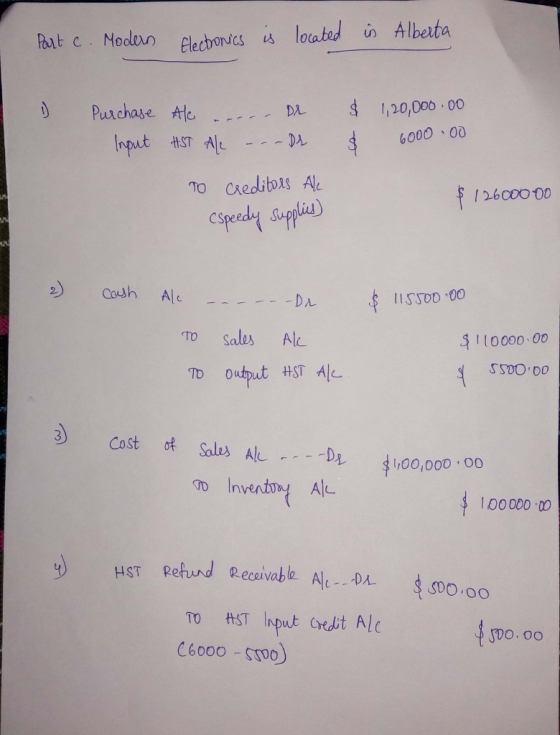 But c Moduo Elerbonecs s loatd in Albeata 州1 Input HST 3 ,20,00000 6000 00 ー, 2600000 I1SSo0 00 TO Sals Al To output HST AL o000 00 SSUO 00 Dy Ale 00,000 .00 TD In 1 00000 0 HST Rehund Recaivable Ale DA TO HIST Input creit Al C6000 SuD0 DO.00