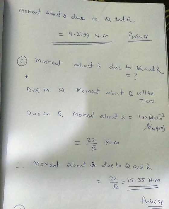aho 4.279g N-m 2 oXlo 22 Nm J2. , Moment, about f due to cnd R. 22-し5.55 N·m Jx