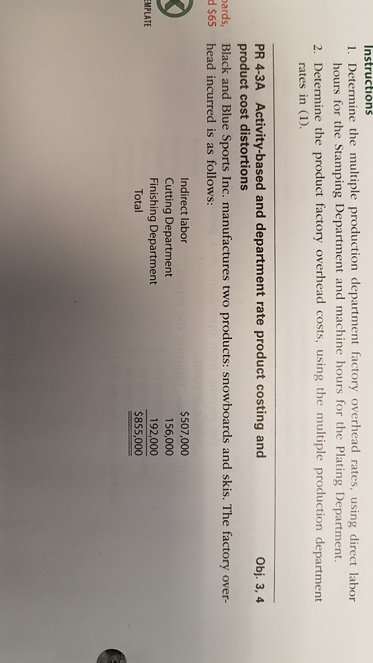 Instructions 1. Determine the multiple production department factory overhead rates, using direct labor hours for the Stampin