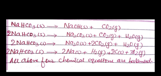 NaHCO3(s) > NaOH(s) + C029) 2NaH1.20215) + NQzC2 (9) + CO29) + H20cg. 2 Nattenw= N92063) +2C024) + H2013) Nahe02 (8) + 2Nax+