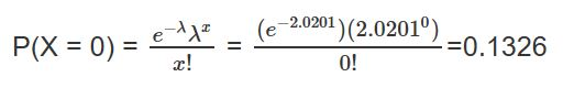 zły a P(X = 0) = (e-2.0201) (2.02019) 0! II =0.1326 x!