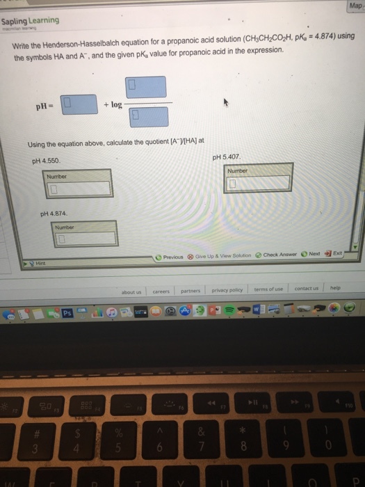 Write me Heoderson-Hasselbalch equation for a prop
