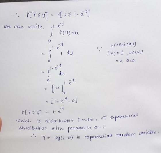 (u) du -y i du , Uni Coy I- e du 1- e CI is dsh buion foncio n of exponential distcrib나on with parameten co -log (1-0) is