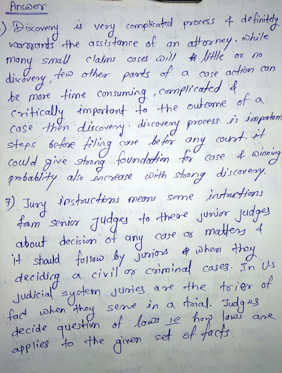 ) Discovern, 麽 veru cornelicated prcess t definitely roants the assistance of an attors ney many smal cla cose on , hule Heo others acore achisn um Scoven be more -time consumuing cocaed f iical mportort fo the oubome of a Case tầen discover) discovern process İmfntur is、mptam any CO undr1on Case oinnin m. Senior Judge」 to there Junior Jeldges about decision ot any case σǒ ma it should follow 6y Juror 申10 hen 4) deciding a civil oy coim case. n U udicial system Juies, ae the ter of tteg lad ohen y sev a al.ugs ecide queston applieg t the ivesef ef fact