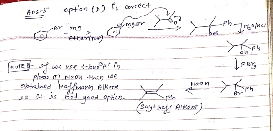Ansis option (D) is correct Br mig -ph] Moinci sommer Ron Ether(top) ? [NOTE 8 of we use t-buookt in place of naon then we ob