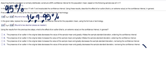Assuming that the population is normally distributod, construct a 90% confidence interval for the population mean, based on t